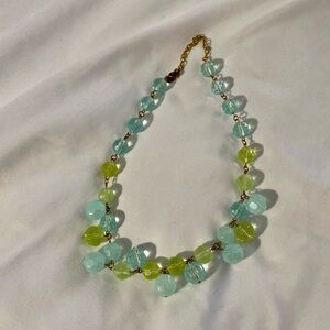 Beaded Necklace in Aqua and Lime
